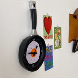 Wall Clock ABS Fried Egg Frying Pan Shape Silent Battery Operated Wall Clock for Bedroom Living Room Kitchen Black