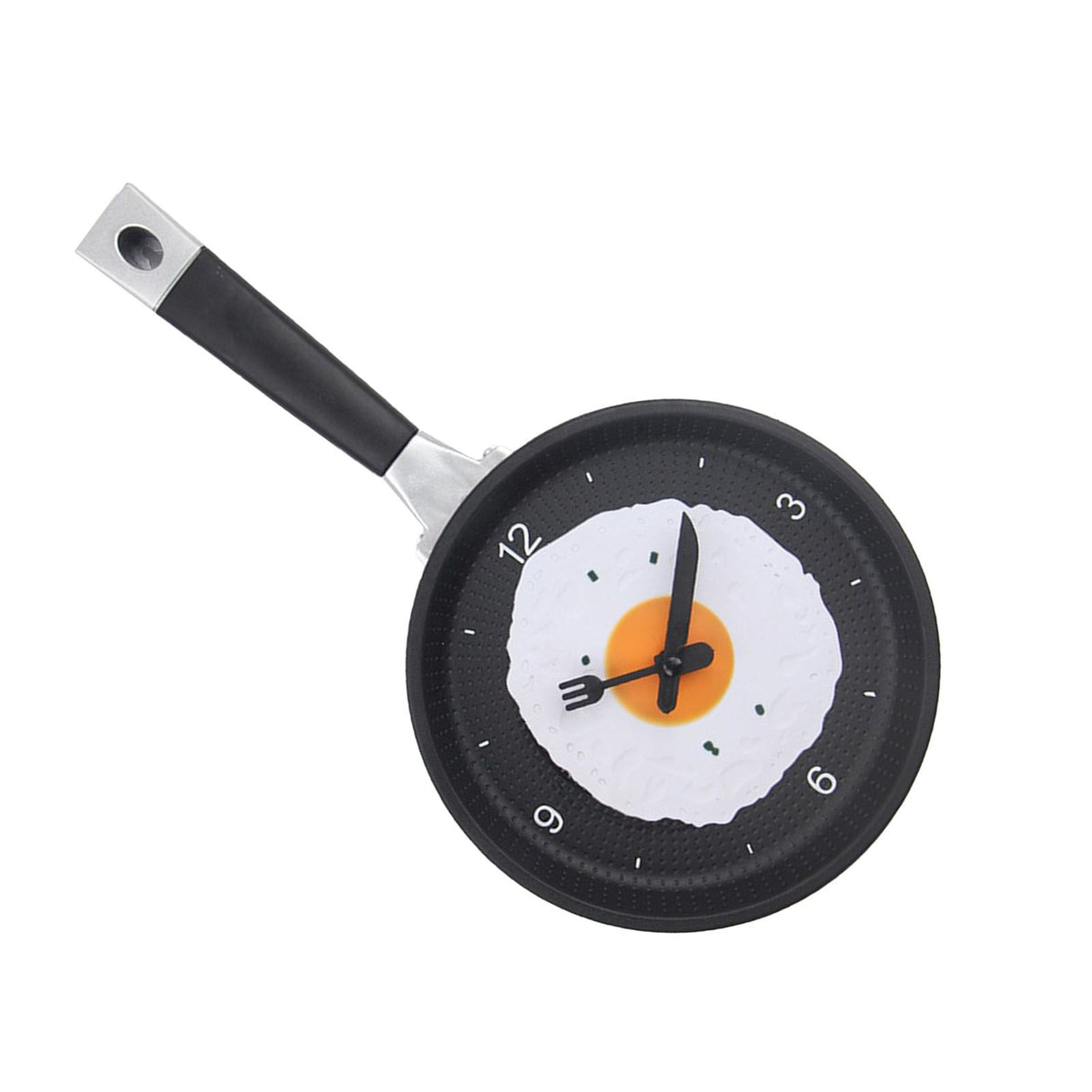 Wall Clock ABS Fried Egg Frying Pan Shape Silent Battery Operated Wall Clock for Bedroom Living Room Kitchen Black
