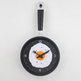 Wall Clock ABS Fried Egg Frying Pan Shape Silent Battery Operated Wall Clock for Bedroom Living Room Kitchen Black - Extra Image