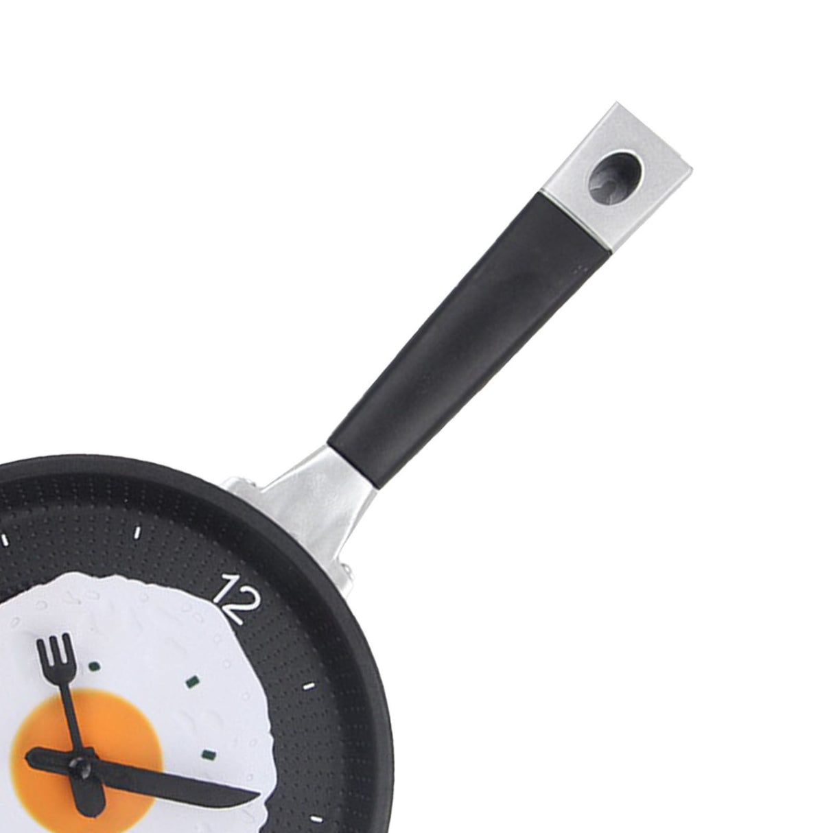 Wall Clock ABS Fried Egg Frying Pan Shape Silent Battery Operated Wall Clock for Bedroom Living Room Kitchen Black