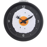 Wall Clock ABS Fried Egg Frying Pan Shape Silent Battery Operated Wall Clock for Bedroom Living Room Kitchen Black