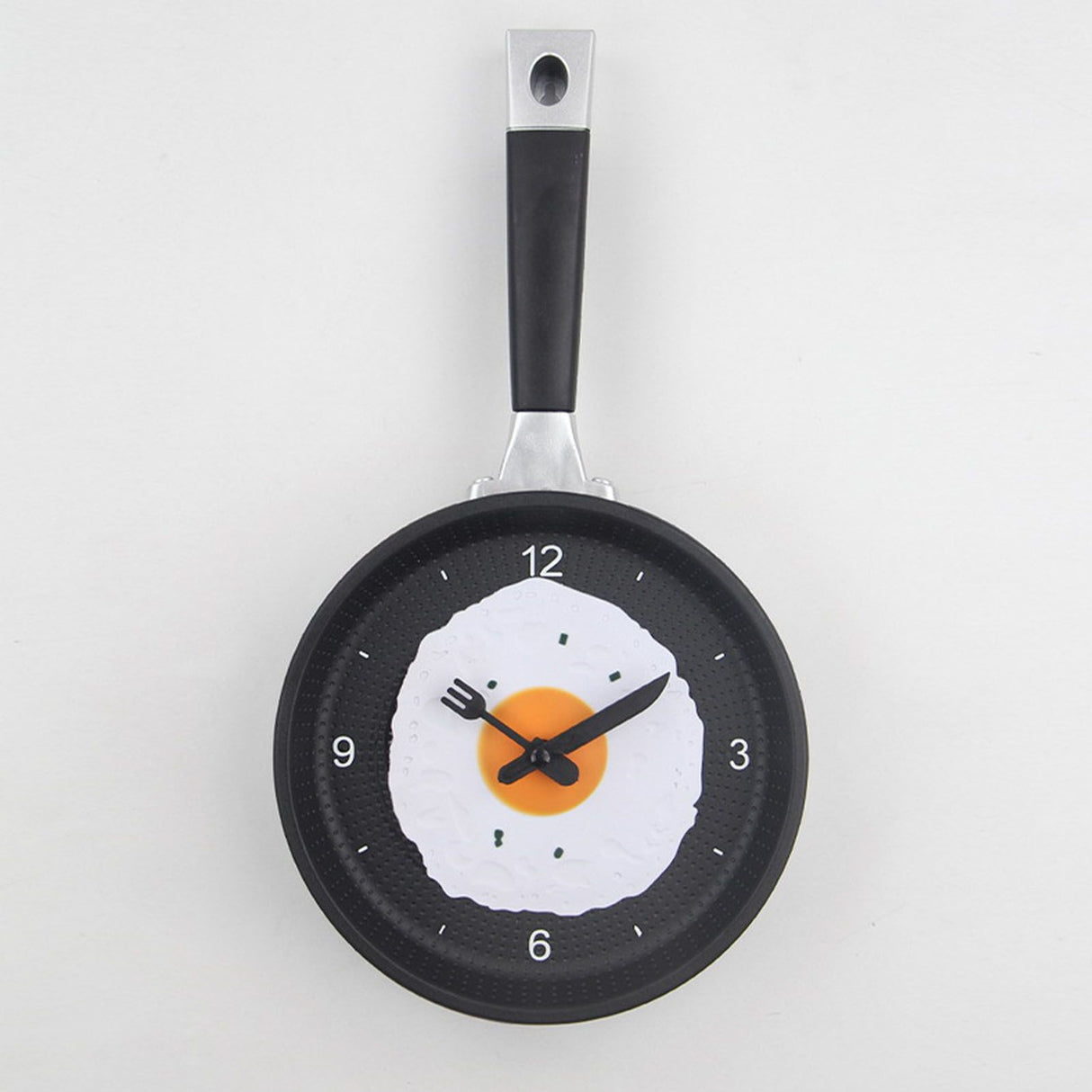 Wall Clock ABS Fried Egg Frying Pan Shape Silent Battery Operated Wall Clock for Bedroom Living Room Kitchen Pink
