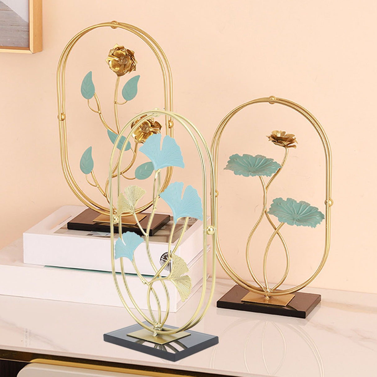 Table Top Ornament Nordic Style Innovative Metal Iron Craft Decoration for TV Cabinet Rose