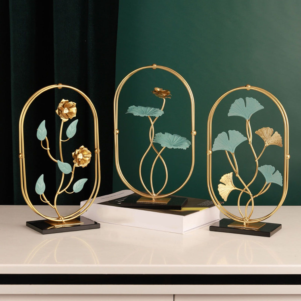 Table Top Ornament Nordic Style Innovative Metal Iron Craft Decoration for TV Cabinet Rose