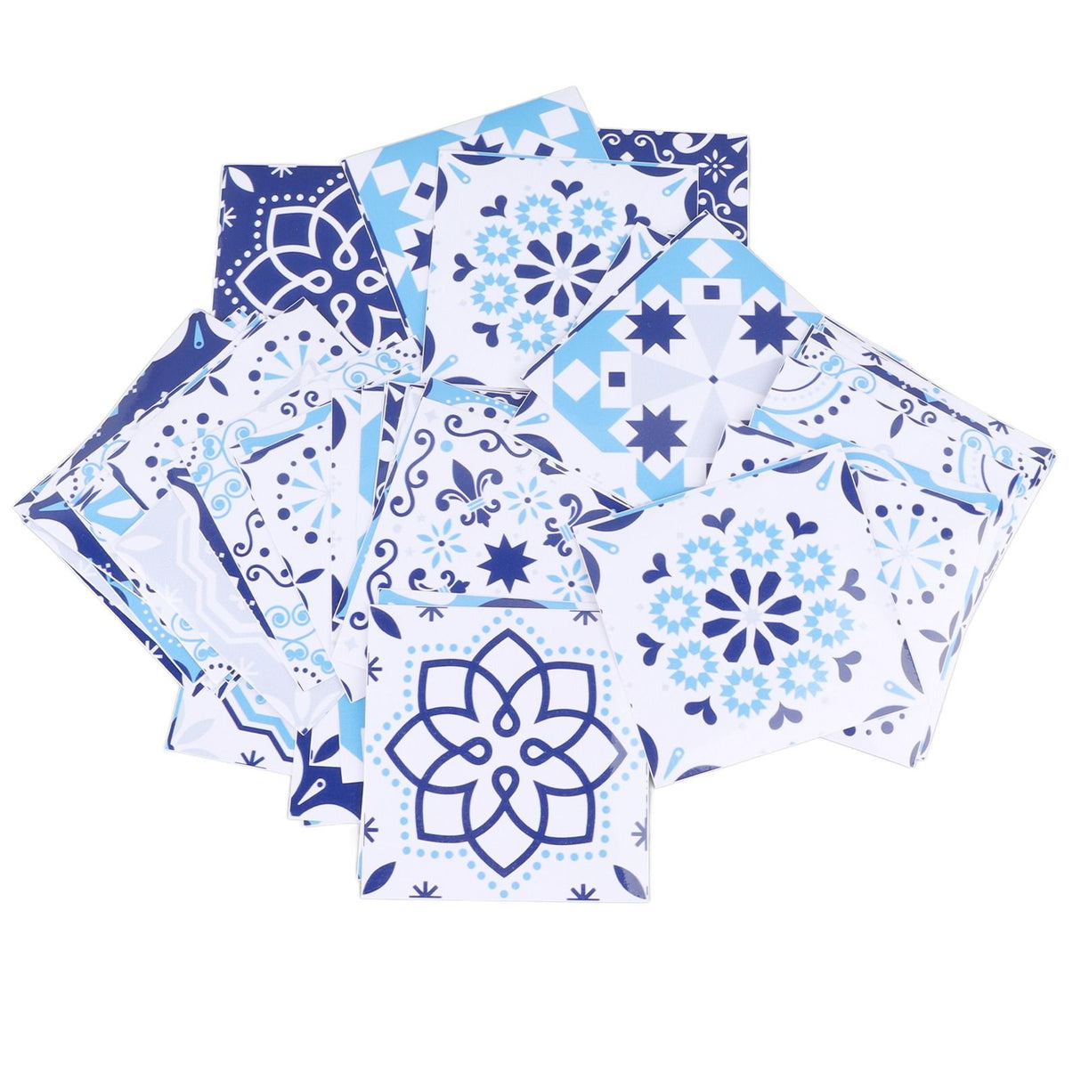 64Pcs Mediterranean Style Tile Paste Sticler Kitchen Bathroom Self Adhesive Removable Glossy Film Tile Sticker 10cm
