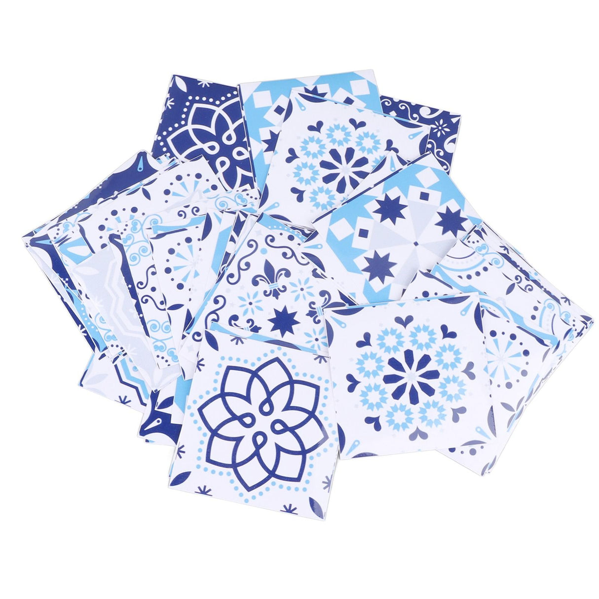 64Pcs Mediterranean Style Tile Paste Sticler Kitchen Bathroom Self Adhesive Removable Glossy Film Tile Sticker 10cm