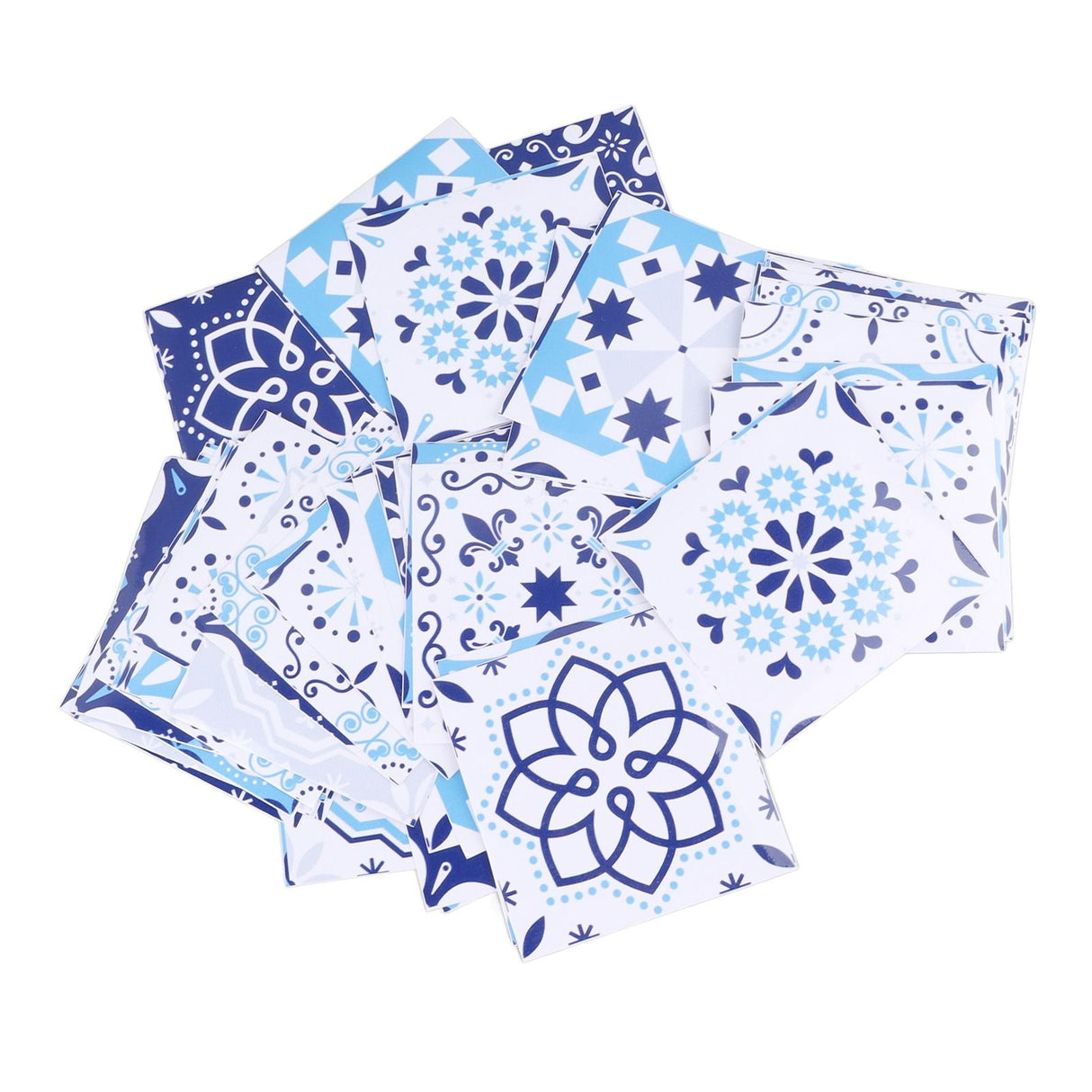 64Pcs Mediterranean Style Tile Paste Sticler Kitchen Bathroom Self Adhesive Removable Glossy Film Tile Sticker 10cm