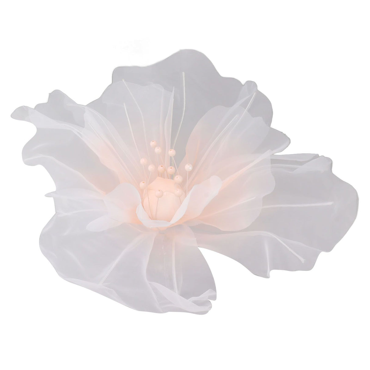 Gauze Flower 19.7in Diameter Soft Bright Colors Light Reusable Handcrafted Organza Flower for Wedding Photography Family Pink