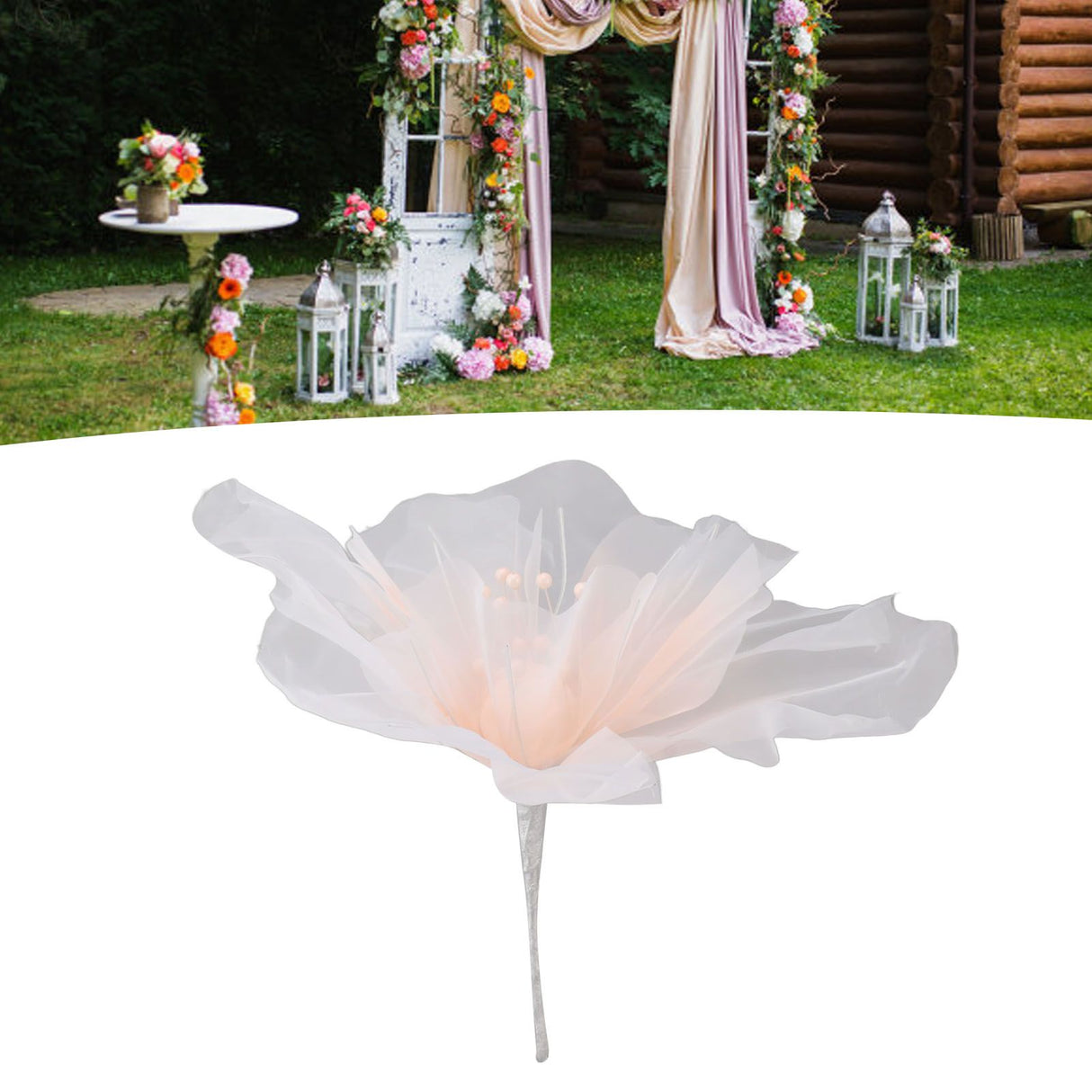 Gauze Flower 19.7in Diameter Soft Bright Colors Light Reusable Handcrafted Organza Flower for Wedding Photography Family Pink
