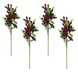 5PCS Artificial Berries Artificial Pip Berry Stems Decoration for Living Room Office Red