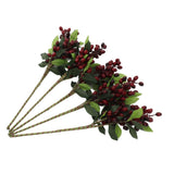 5PCS Artificial Berries Artificial Pip Berry Stems Decoration for Living Room Office Red