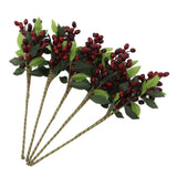 5PCS Artificial Berries Artificial Pip Berry Stems Decoration for Living Room Office Red