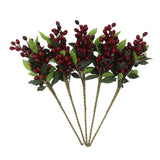 5PCS Artificial Berries Artificial Pip Berry Stems Decoration for Living Room Office Red