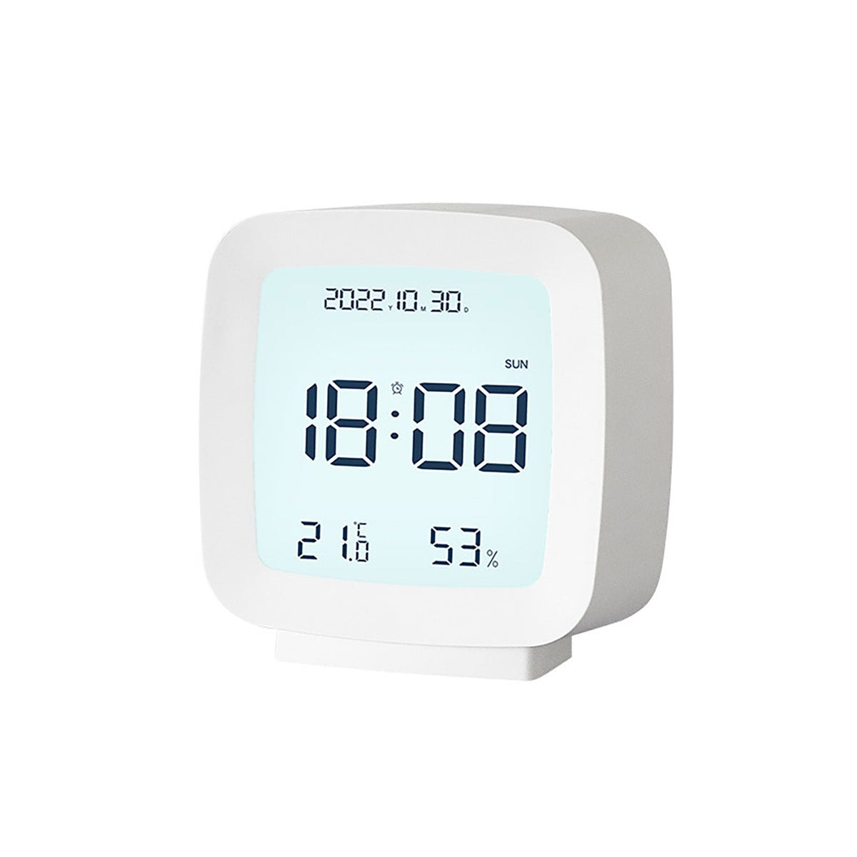 Kids Alarm Clock LED Digital Indoor Alarm Clocks with Temperature and Humidity Display for Kids White