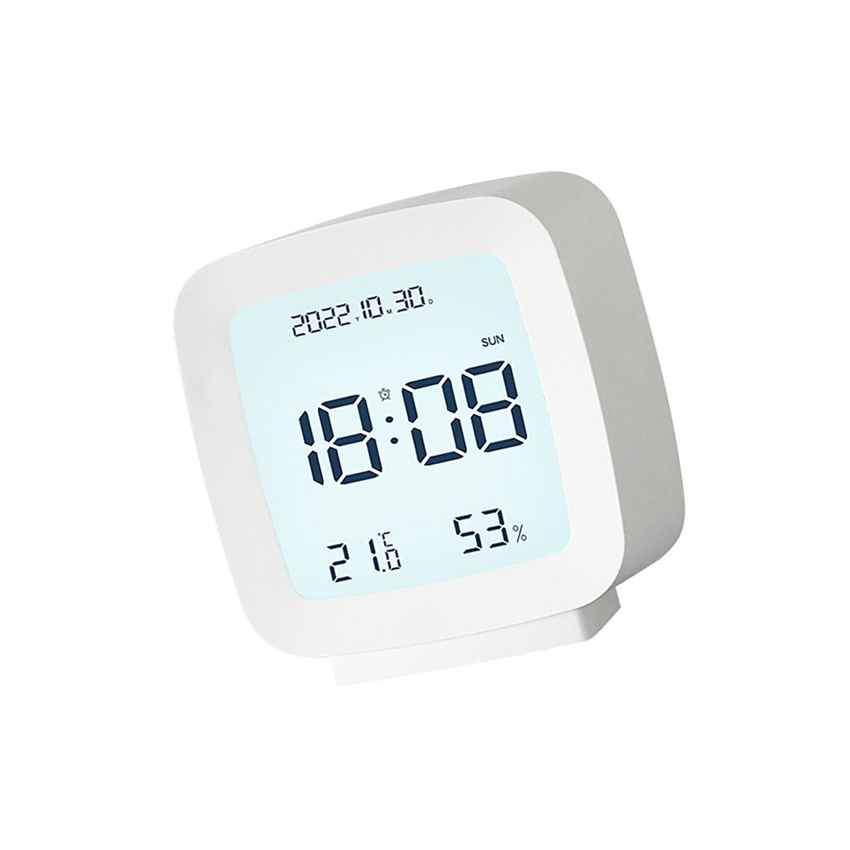 Kids Alarm Clock LED Digital Indoor Alarm Clocks with Temperature and Humidity Display for Kids White