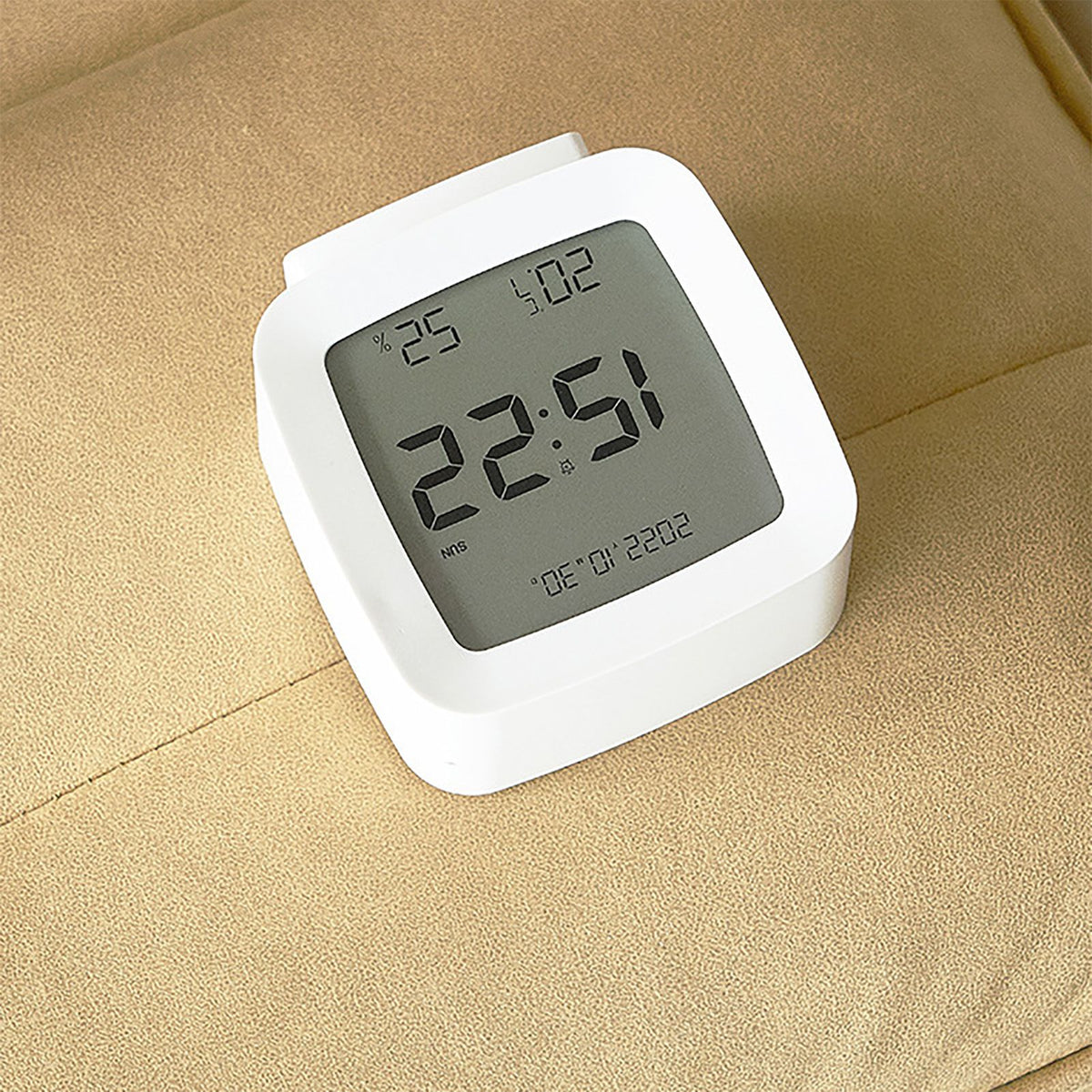 Kids Alarm Clock LED Digital Indoor Alarm Clocks with Temperature and Humidity Display for Kids White