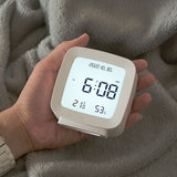Kids Alarm Clock LED Digital Indoor Alarm Clocks with Temperature and Humidity Display for Kids White