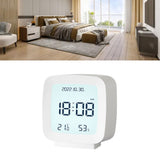 Kids Alarm Clock LED Digital Indoor Alarm Clocks with Temperature and Humidity Display for Kids White