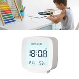 Kids Alarm Clock LED Digital Indoor Alarm Clocks with Temperature and Humidity Display for Kids White