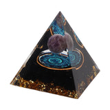 Crystal Epoxy Pyramid Decoration Hand Made 6cm Home Pyramid Desktop Ornament for Positive Energy - Front View