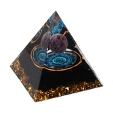 Crystal Epoxy Pyramid Decoration Hand Made 6cm Home Pyramid Desktop Ornament for Positive Energy - Top-Down View