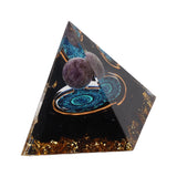 Crystal Epoxy Pyramid Decoration Hand Made 6cm Home Pyramid Desktop Ornament for Positive Energy - Close-Up Angle