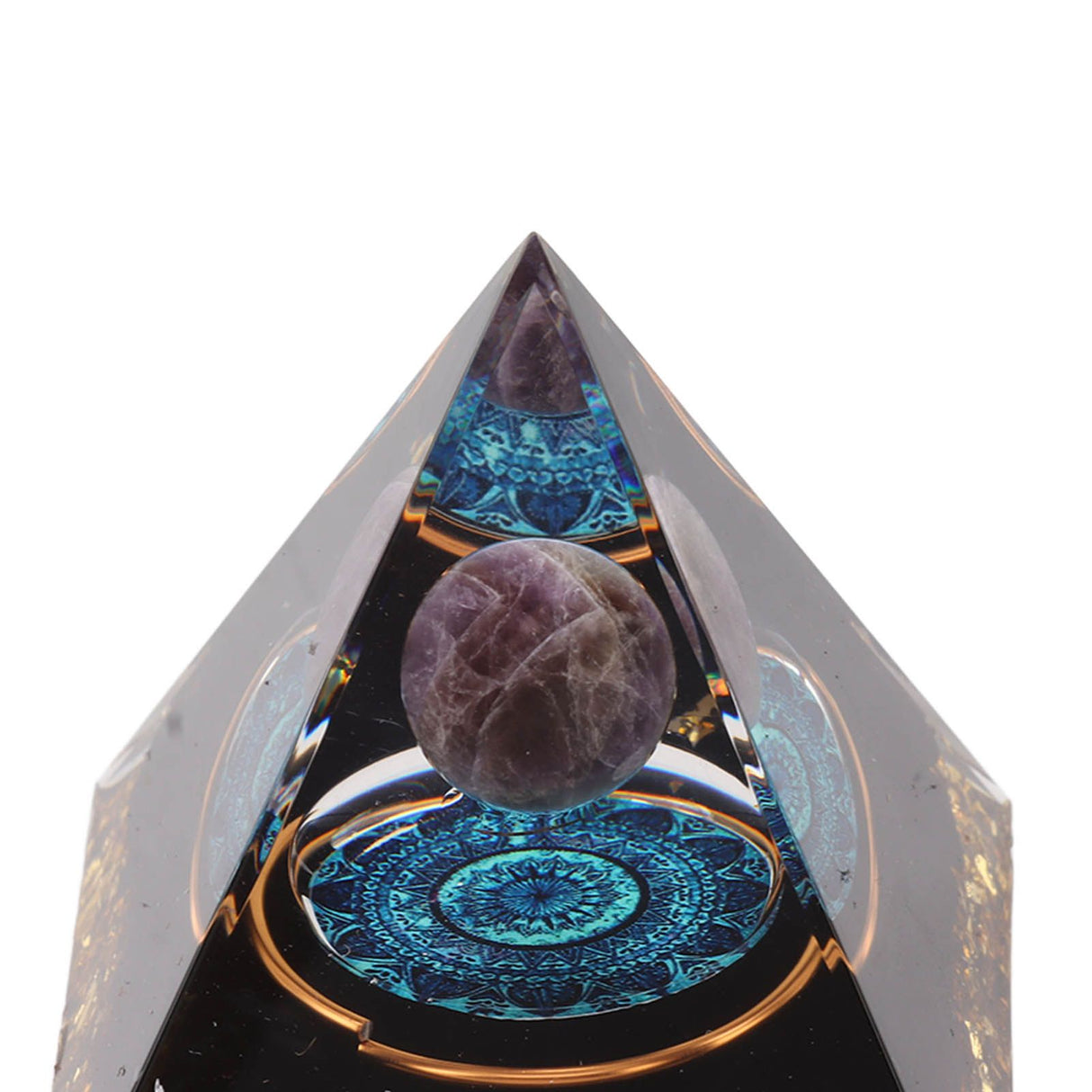 Crystal Epoxy Pyramid Decoration Hand Made 6cm Home Pyramid Desktop Ornament for Positive Energy