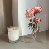 Art Photo Frame Vase Resin Multi Functional Hydroponic Flower Vase for Office Home Transparent White