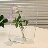 Art Photo Frame Vase Resin Multi Functional Hydroponic Flower Vase for Office Home Transparent White - Rear View