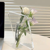 Art Photo Frame Vase Resin Multi Functional Hydroponic Flower Vase for Office Home Transparent White - Extra Image