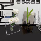 Art Photo Frame Vase Resin Multi Functional Hydroponic Flower Vase for Office Home Transparent White
