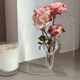 Art Photo Frame Vase Resin Multi Functional Hydroponic Flower Vase for Office Home Transparent White
