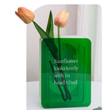 Acrylic Flower Vase Modern Bouquet Holder Clear Plant Floral Container Aesthetic Room Decor Sunflower - Extra Image
