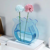 Fish Tank Vase Transparent Thickened Acrylic Smoothing Simple Modern Small Fish Tank for Family Office Dormitory Transparent Blue - 45-Degree Angle