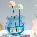 Fish Tank Vase Transparent Thickened Acrylic Smoothing Simple Modern Small Fish Tank for Family Office Dormitory Transparent Blue - Extra Image