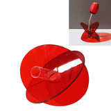 Acrylic Geometric Flower Vase Fine Detail Easy To Clean Acrylic Geometric Minimalist Vase for Living Room Table Disc Red 90g 15x13x2cm - Rear View