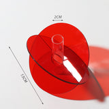 Acrylic Geometric Flower Vase Fine Detail Easy To Clean Acrylic Geometric Minimalist Vase for Living Room Table Disc Red 90g 15x13x2cm - Extra Image