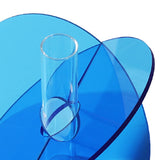 Acrylic Geometric Flower Vase Fine Detail Easy To Clean Acrylic Geometric Minimalist Vase for Living Room Table Disc Blue 15x13x2cm - Low Angle