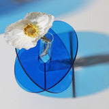 Acrylic Geometric Flower Vase Fine Detail Easy To Clean Acrylic Geometric Minimalist Vase for Living Room Table Disc Blue 15x13x2cm - Extra Image
