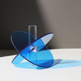 Acrylic Geometric Flower Vase Fine Detail Easy To Clean Acrylic Geometric Minimalist Vase for Living Room Table Disc Blue 15x13x2cm - Extra Image