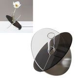 Acrylic Geometric Flower Vase Fine Detail Easy To Clean Acrylic Geometric Minimalist Vase for Living Room Table Disc Transparent Grey 15x13x2cm - 45-Degree Angle