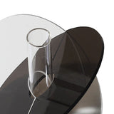 Acrylic Geometric Flower Vase Fine Detail Easy To Clean Acrylic Geometric Minimalist Vase for Living Room Table Disc Transparent Grey 15x13x2cm - Extra Image