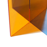 Acrylic Geometric Flower Vase Fine Detail Easy To Clean Acrylic Geometric Minimalist Vase for Living Room Table Door Slice Orange Blue 20x15x2cm - Close-Up Angle