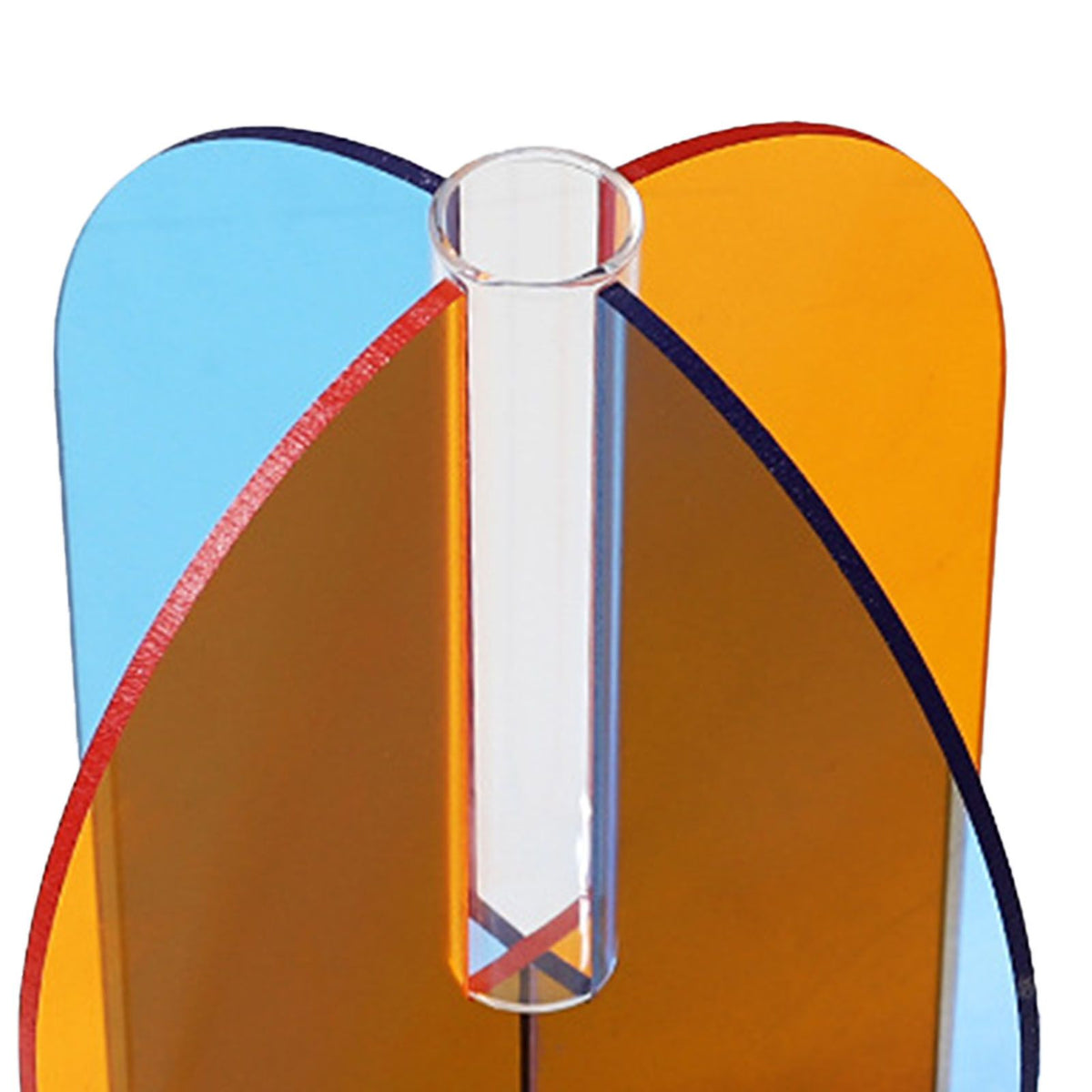 Acrylic Geometric Flower Vase Fine Detail Easy To Clean Acrylic Geometric Minimalist Vase for Living Room Table Door Slice Orange Blue 20x15x2cm