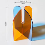 Acrylic Geometric Flower Vase Fine Detail Easy To Clean Acrylic Geometric Minimalist Vase for Living Room Table Door Slice Orange Blue 20x15x2cm - Extra Image