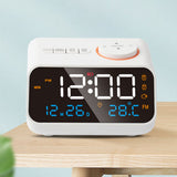 Alarm Clock Radio Multifunctional LED Music Timing Rechargeable FM Radio Alarm Clock for Home White - Top-Down View