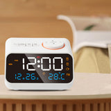 Alarm Clock Radio Multifunctional LED Music Timing Rechargeable FM Radio Alarm Clock for Home White - 45-Degree Angle