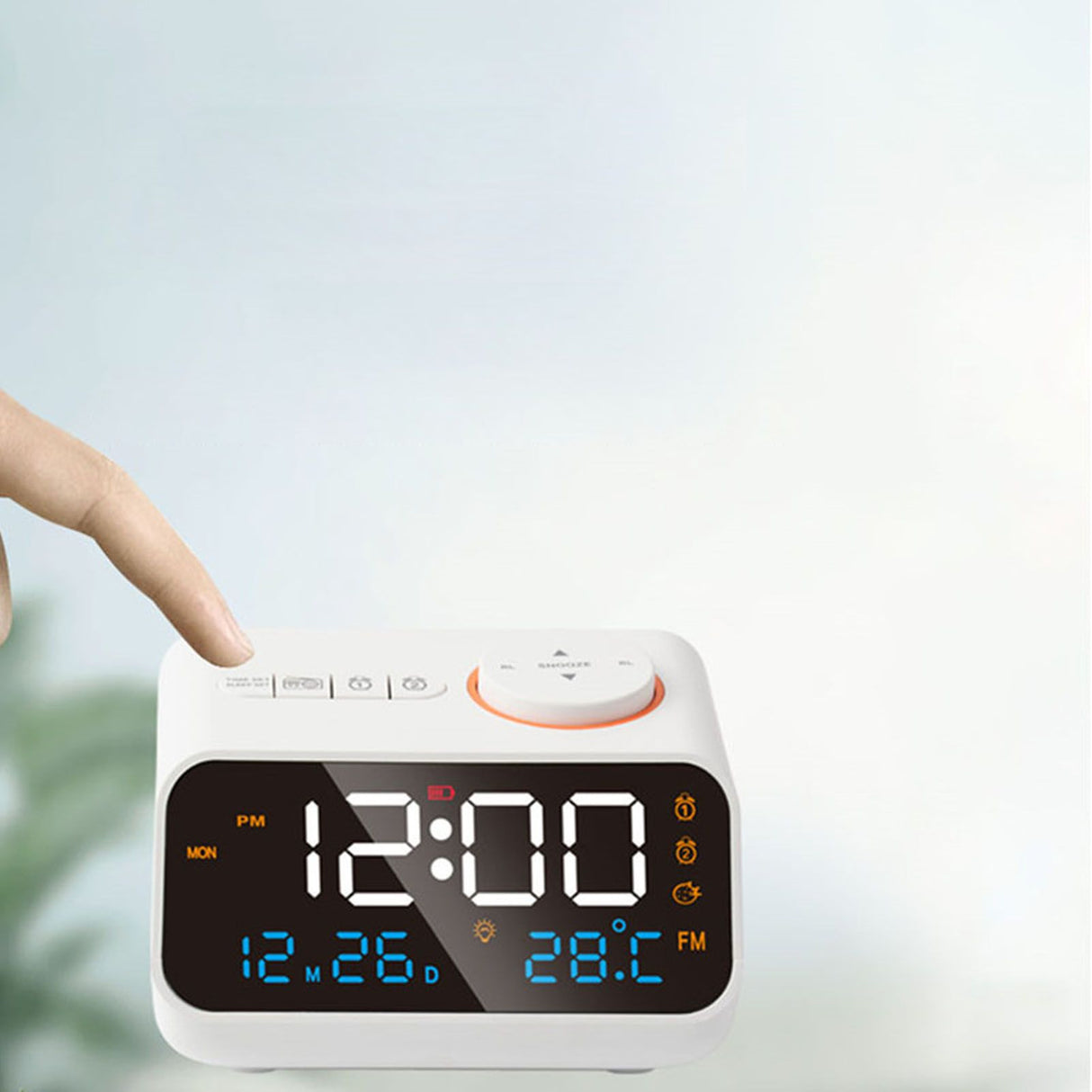 Alarm Clock Radio Multifunctional LED Music Timing Rechargeable FM Radio Alarm Clock for Home White