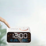 Alarm Clock Radio Multifunctional LED Music Timing Rechargeable FM Radio Alarm Clock for Home White - Close-Up Angle