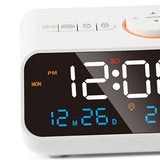 Alarm Clock Radio Multifunctional LED Music Timing Rechargeable FM Radio Alarm Clock for Home White - Extra Image